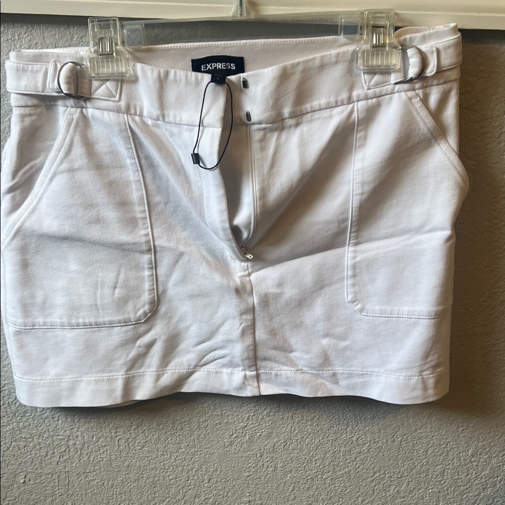 Express Ivory Mini Skirt with Pockets